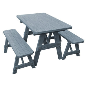 Pressure Treated Pine Traditional Table with 2 Benches Dining Bench Set