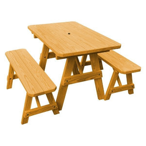 Pressure Treated Pine Traditional Table with 2 Benches Dining Bench Set