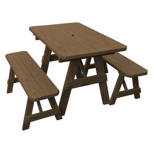 Pressure Treated Pine Traditional Table with 2 Benches Dining Bench Set