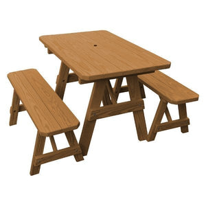 Pressure Treated Pine Traditional Table with 2 Benches Dining Bench Set