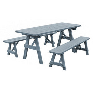 Pressure Treated Pine Traditional Table with 2 Benches Dining Bench Set