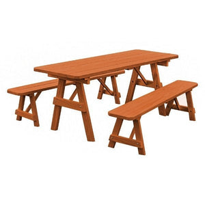 Pressure Treated Pine Traditional Table with 2 Benches Dining Bench Set
