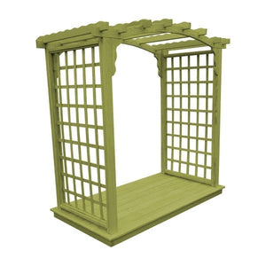 Pressure Treated Yellow Pine Cambridge Arbor & Deck Porch Swing Stand 6ft / Linden Leaf Stain
