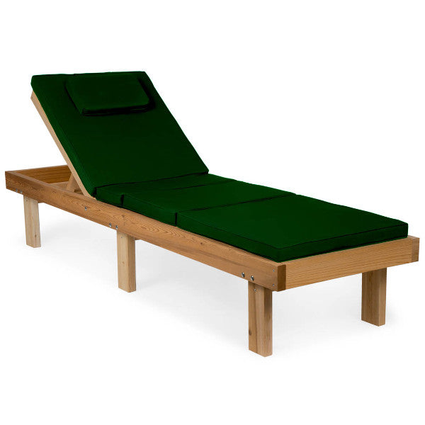 Reclining Cedar Chaise Lounger With Cushions Lounge Chair Green