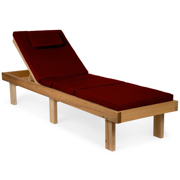 Reclining Cedar Chaise Lounger With Cushions Lounge Chair Red