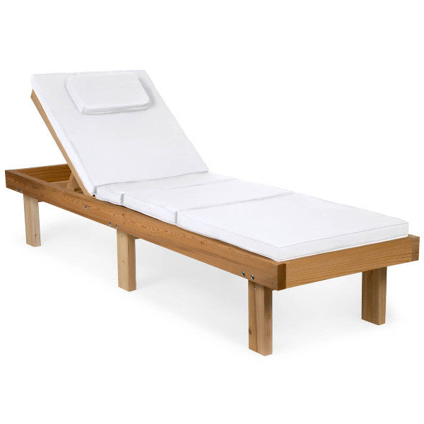 Reclining Cedar Chaise Lounger With Cushions Lounge Chair White
