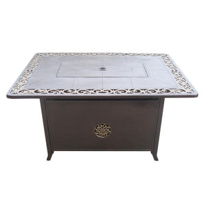 Rectangular Cast Aluminum Decorative Fire Pit With Scroll Design Fire Pits