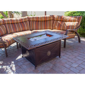 Rectangular Cast Aluminum Decorative Fire Pit With Scroll Design Fire Pits