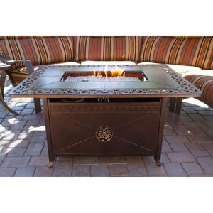 Rectangular Cast Aluminum Decorative Fire Pit With Scroll Design Fire Pits