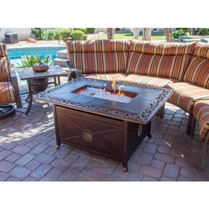 Rectangular Cast Aluminum Decorative Fire Pit With Scroll Design Fire Pits