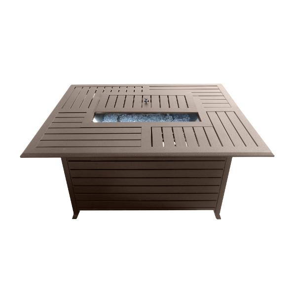 Rectangular Slatted Aluminum Fire Pit With Stainless Steel Propane Burner Fire Pits