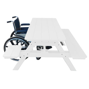 Recycled Plastic ADA Compliant 6' Table w/Attached Benches Table