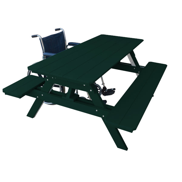 Recycled Plastic ADA Compliant 6&#39; Table w/Attached Benches Table