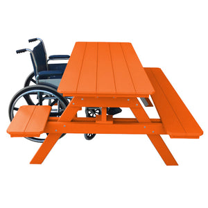 Recycled Plastic ADA Compliant 6' Table w/Attached Benches Table