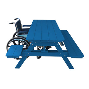 Recycled Plastic ADA Compliant 6' Table w/Attached Benches Table