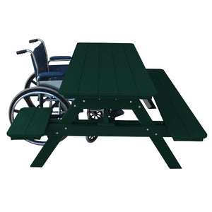 Recycled Plastic ADA Compliant 6' Table w/Attached Benches Table