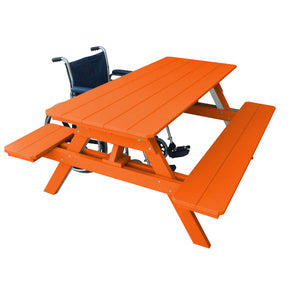 Recycled Plastic ADA Compliant 6' Table w/Attached Benches Table