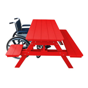 Recycled Plastic ADA Compliant 6' Table w/Attached Benches Table