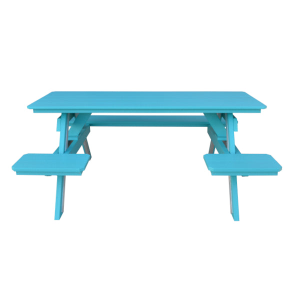 Recycled Plastic ADA Compliant 6&#39; Table w/Attached Benches Table 6ft / Aruba Blue / Without Umbrella Hole