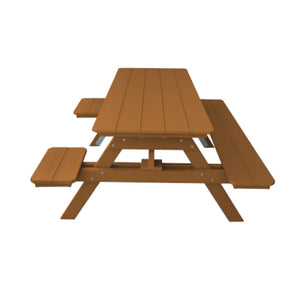 Recycled Plastic ADA Compliant 6' Table w/Attached Benches Table 6ft / Cedar / Without Umbrella Hole