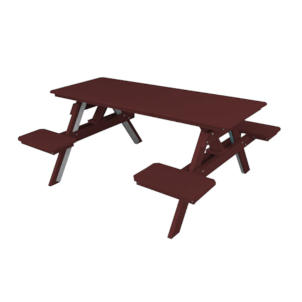 Recycled Plastic ADA Compliant 6&#39; Table w/Attached Benches Table 6ft / Cherrywood / Without Umbrella Hole
