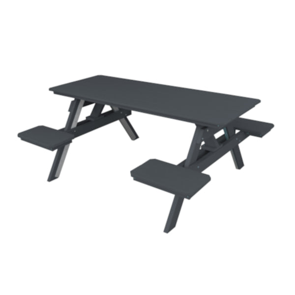 Recycled Plastic ADA Compliant 6&#39; Table w/Attached Benches Table 6ft / Dark Gray / Without Umbrella Hole
