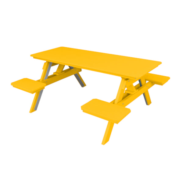Recycled Plastic ADA Compliant 6&#39; Table w/Attached Benches Table 6ft / Lemon Yellow / Without Umbrella Hole