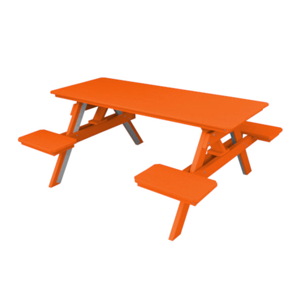 Recycled Plastic ADA Compliant 6&#39; Table w/Attached Benches Table 6ft / Orange / Without Umbrella Hole
