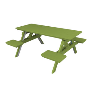 Recycled Plastic ADA Compliant 6' Table w/Attached Benches Table 6ft / Tropical Lime / Without Umbrella Hole