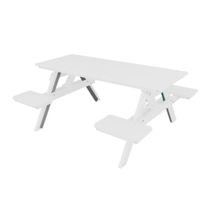 Recycled Plastic ADA Compliant 6' Table w/Attached Benches Table 6ft / White / Without Umbrella Hole