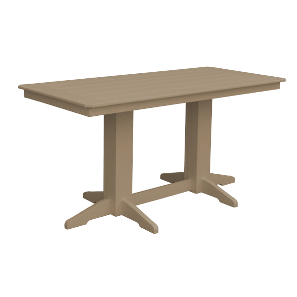 Recycled Plastic Counter Table Counter Table 6ft / Weathered Wood / Without Umbrella Hole