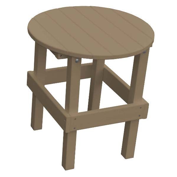 Recycled Plastic Poly Round Side Table Side Table Weathered Wood