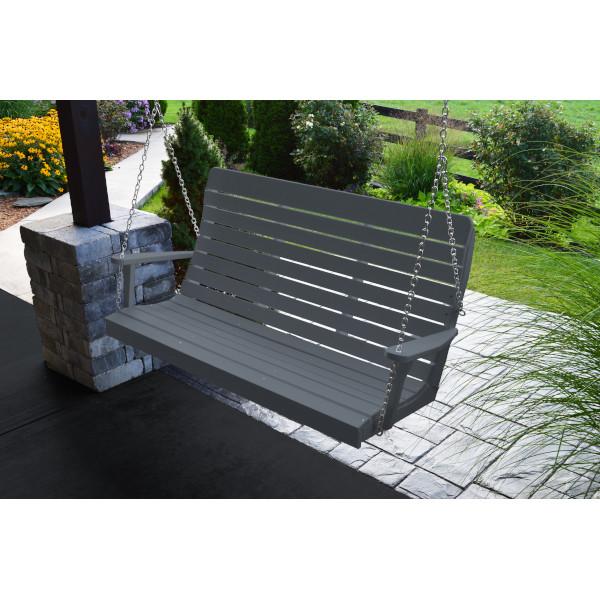 Recycled Plastic Poly Winston Porch Swing Porch Swing-5ft-dark-gray