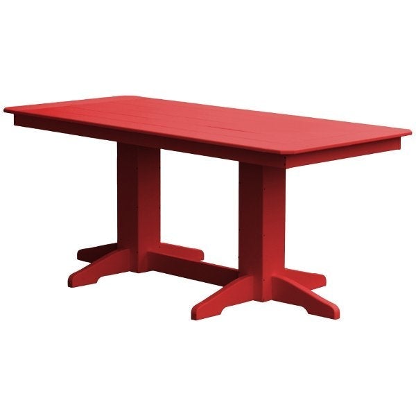 Recycled Plastic Rectangular Dining Table Dining Table 6ft / Bright Red / Without Umbrella Hole