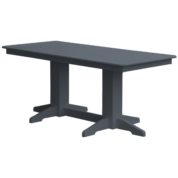 Recycled Plastic Rectangular Dining Table Dining Table 6ft / Dark Gray / Without Umbrella Hole