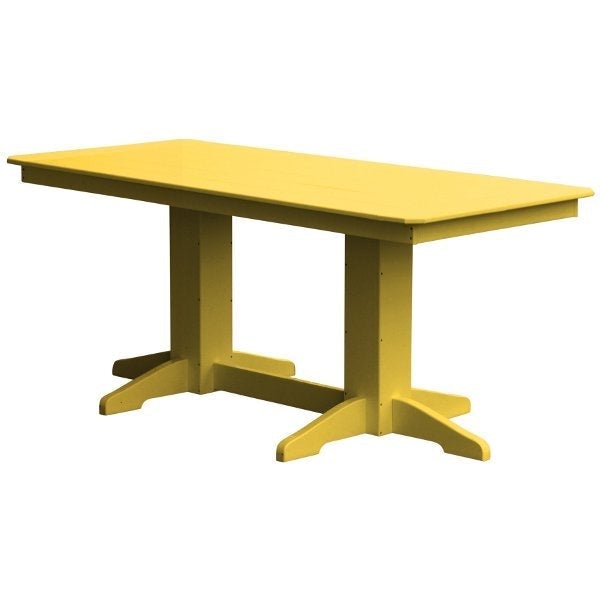 Recycled Plastic Rectangular Dining Table Dining Table 6ft / Lemon Yellow / Include Standard Size Umbrella Hole