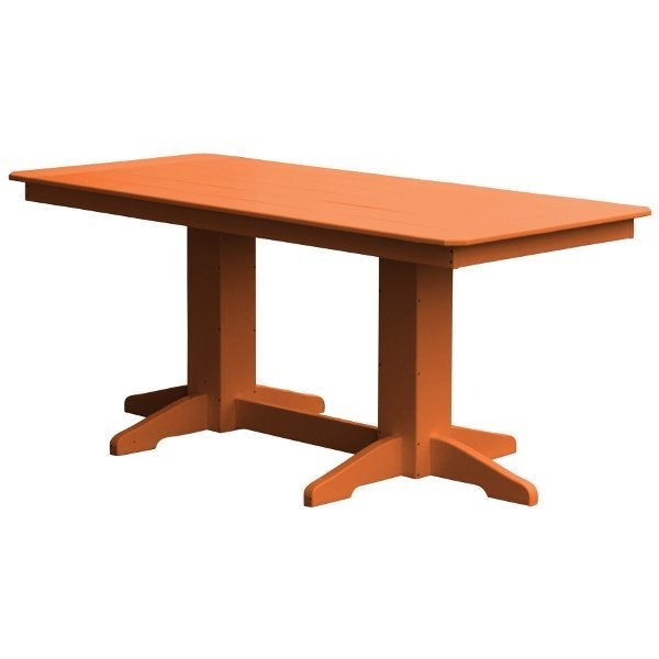 Recycled Plastic Rectangular Dining Table Dining Table 6ft / Orange / Without Umbrella Hole