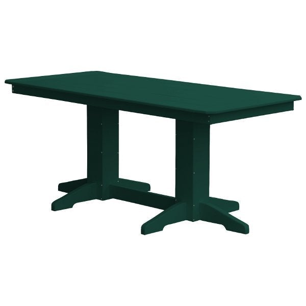 Recycled Plastic Rectangular Dining Table Dining Table 6ft / Turf Green / Without Umbrella Hole