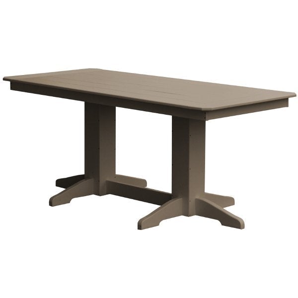 Recycled Plastic Rectangular Dining Table Dining Table 6ft / Weathered Wood / Without Umbrella Hole