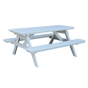 Recycled Plastic Table w/Attached Benches Table