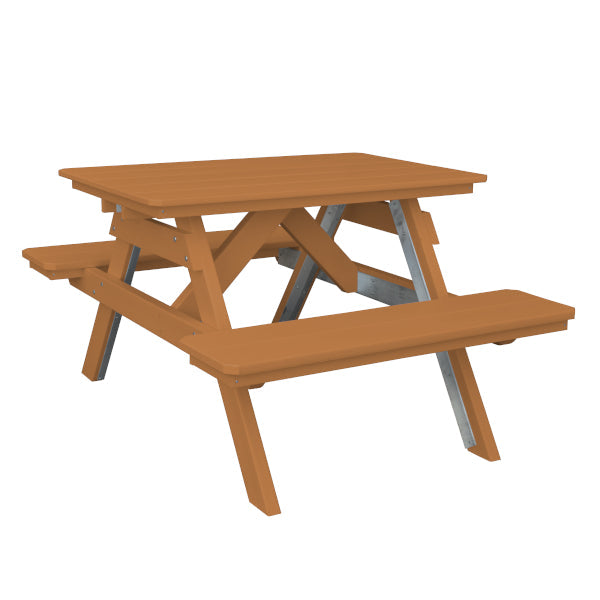 Recycled Plastic Table w/Attached Benches Table 4ft / Cedar / Without Umbrella Hole