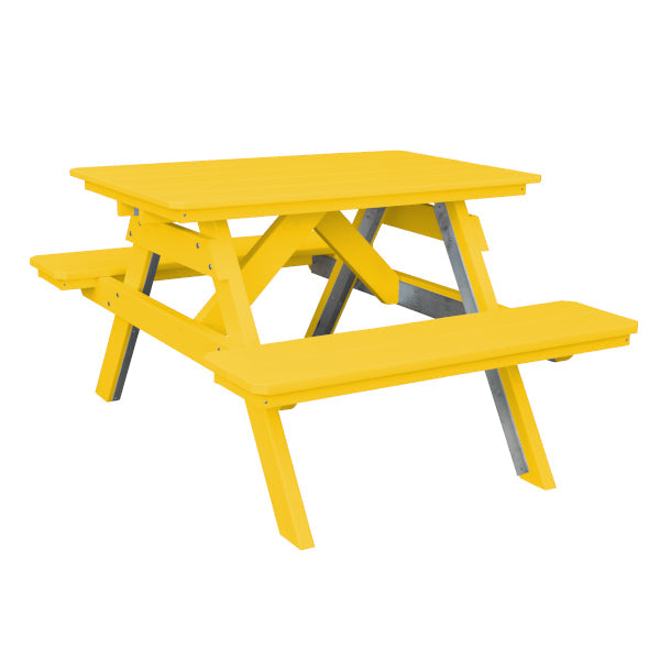 Recycled Plastic Table w/Attached Benches Table 4ft / Lemon Yellow / Without Umbrella Hole