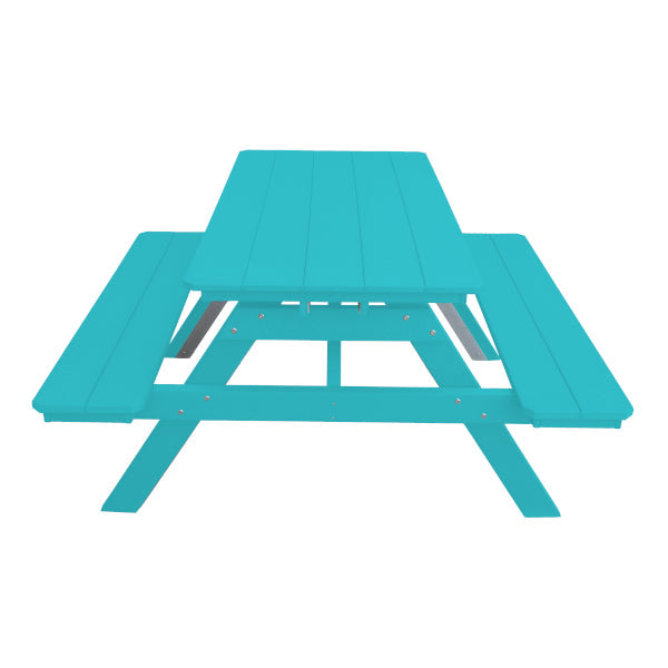 Recycled Plastic Table w/Attached Benches Table 5ft / Aruba Blue / Without Umbrella Hole