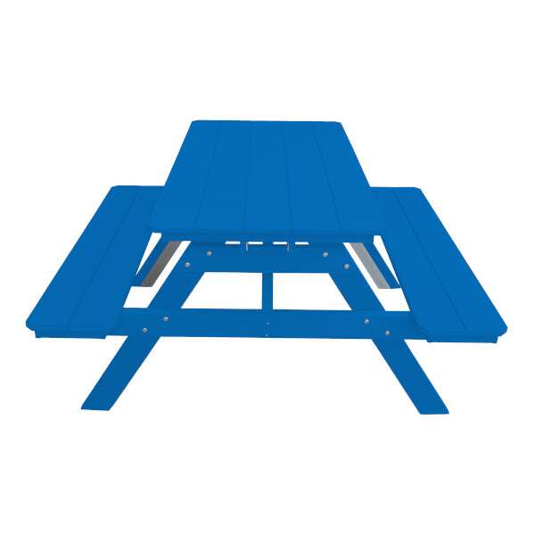 Recycled Plastic Table w/Attached Benches Table 5ft / Blue / Without Umbrella Hole