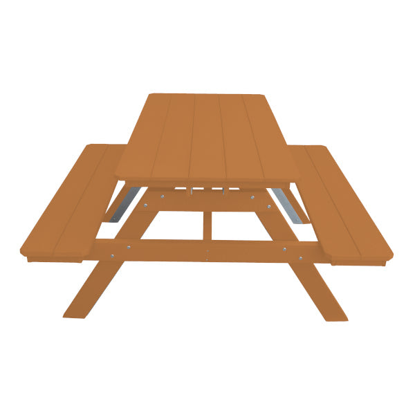 Recycled Plastic Table w/Attached Benches Table 5ft / Cedar / Without Umbrella Hole