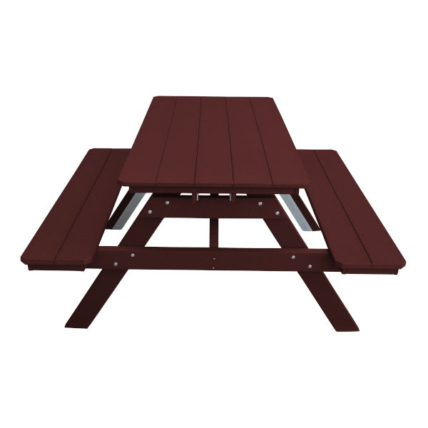 Recycled Plastic Table w/Attached Benches Table 5ft / Cherrywood / Without Umbrella Hole