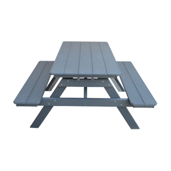 Recycled Plastic Table w/Attached Benches Table 5ft / Dark Gray / Without Umbrella Hole