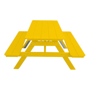 Recycled Plastic Table w/Attached Benches Table 5ft / Lemon Yellow / Without Umbrella Hole