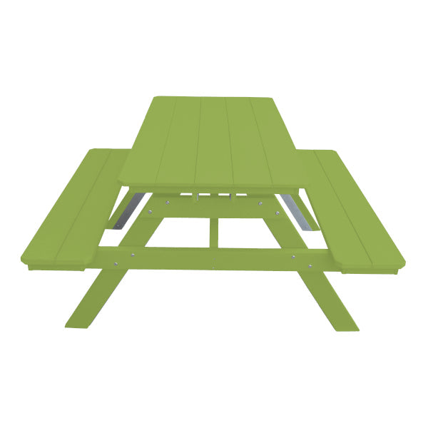 Recycled Plastic Table w/Attached Benches Table 5ft / Tropical Lime / Without Umbrella Hole