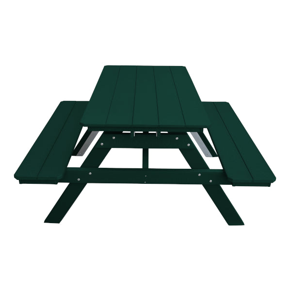 Recycled Plastic Table w/Attached Benches Table 5ft / Turf Green / Without Umbrella Hole